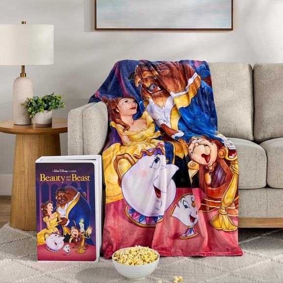 Disney Beauty and the Beast Classic VHS Boxed Silk Touch Throw, 50" x 70 - Picture 1 of 7
